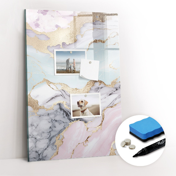 Glass dry erase board magnetic Decorative marble
