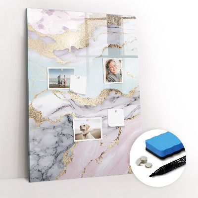 Glass dry erase board magnetic Decorative marble