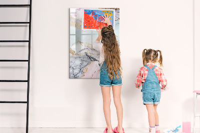Glass dry erase board magnetic Decorative marble