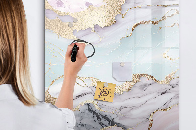 Glass dry erase board magnetic Decorative marble