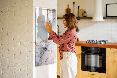 Glass dry erase board magnetic Decorative marble