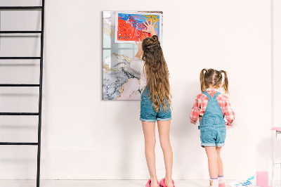 Glass dry erase board magnetic Decorative marble