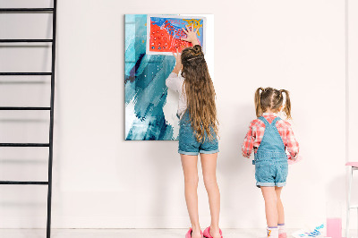 Glass dry erase board magnetic Marble Abstraction
