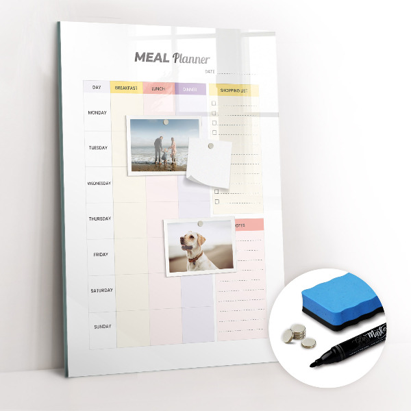 Glass dry erase board magnetic Meal Planner