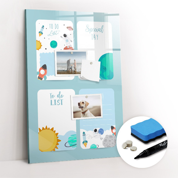 Glass dry erase board magnetic Weekly Planner