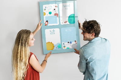 Glass dry erase board magnetic Weekly Planner