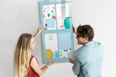 Glass dry erase board magnetic Weekly Planner