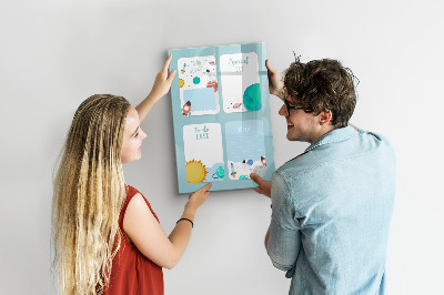 Glass dry erase board magnetic Weekly Planner