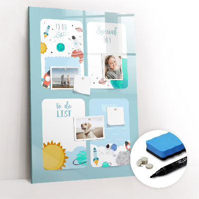 Glass dry erase board magnetic Weekly Planner