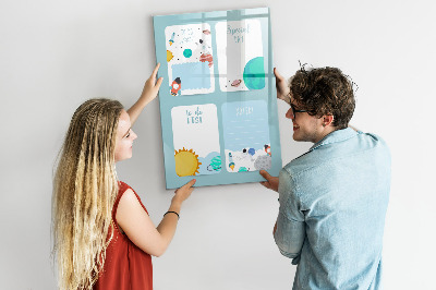 Glass dry erase board magnetic Weekly Planner