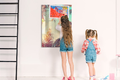 Glass dry erase board magnetic Peony Flowers
