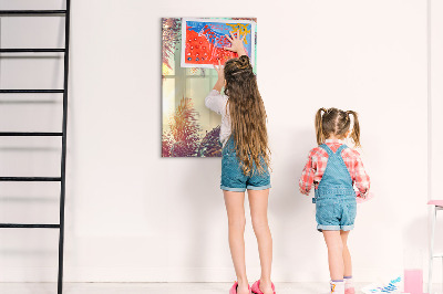 Glass dry erase board magnetic Peony Flowers