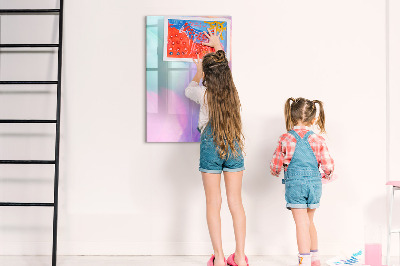 Glass dry erase board magnetic Blue Wood
