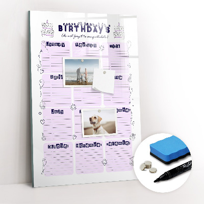 Glass dry erase board magnetic Weekly meal planner