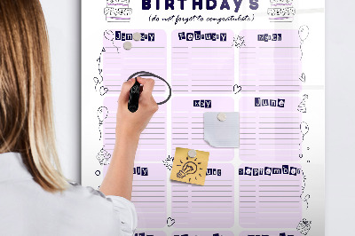 Magnetic board for drawing Weekly meal planner