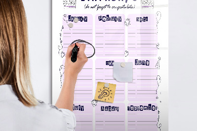 Glass dry erase board magnetic Weekly meal planner