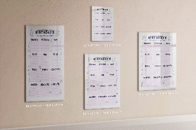Glass dry erase board magnetic Weekly meal planner