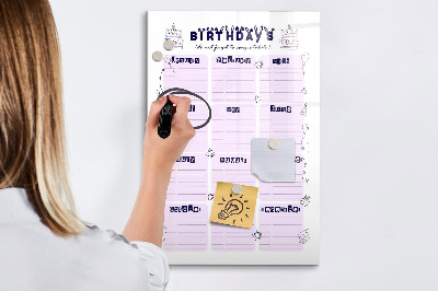 Glass dry erase board magnetic Weekly meal planner