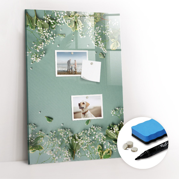 Glass dry erase board magnetic Gypsophila flowers