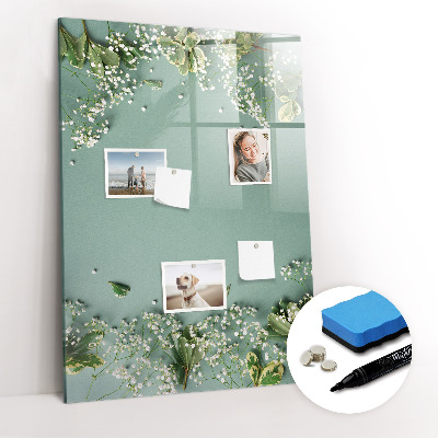 Glass dry erase board magnetic Gypsophila flowers