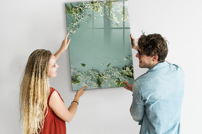 Glass dry erase board magnetic Gypsophila flowers