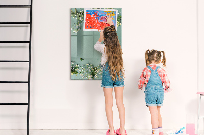 Glass dry erase board magnetic Gypsophila flowers
