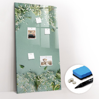 Glass dry erase board magnetic Gypsophila flowers