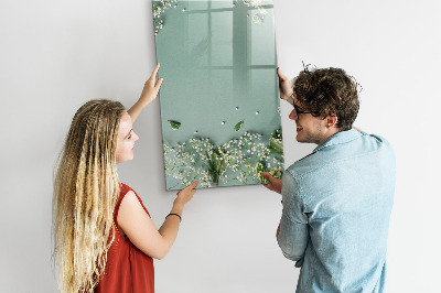 Glass dry erase board magnetic Gypsophila flowers
