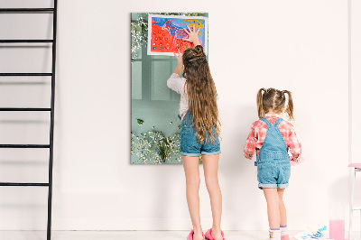 Glass dry erase board magnetic Gypsophila flowers