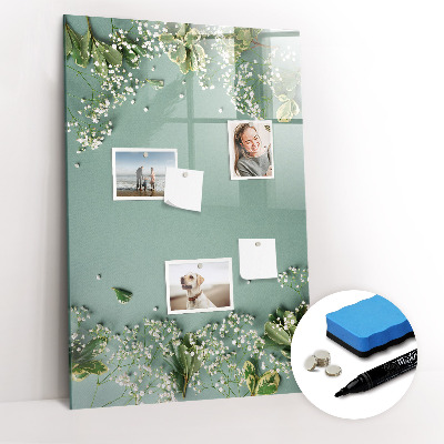 Glass dry erase board magnetic Gypsophila flowers