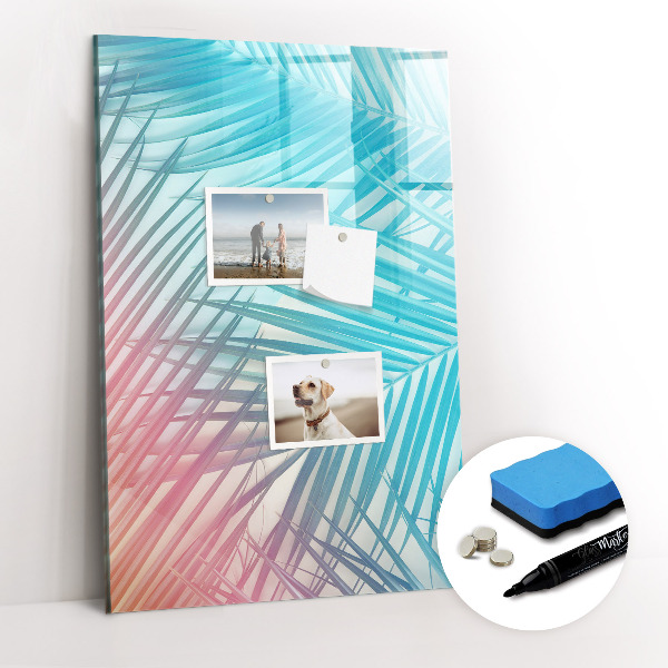 Glass dry erase board magnetic Palm leaves