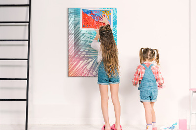 Glass dry erase board magnetic Palm leaves