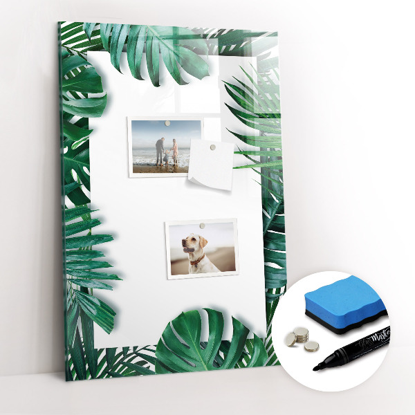 Glass dry erase board magnetic Monstera frame