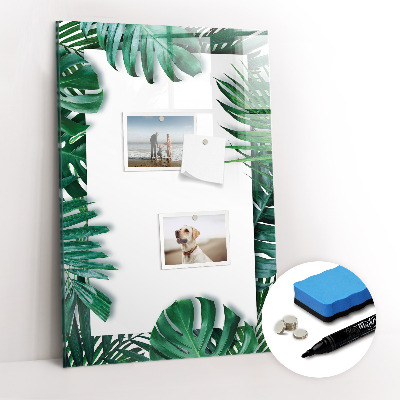 Glass dry erase board magnetic Monstera frame
