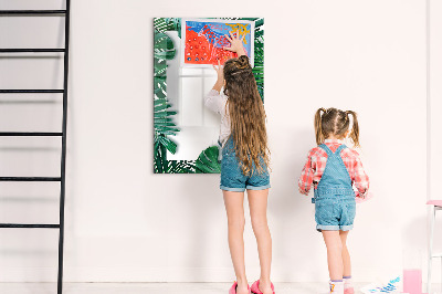 Glass dry erase board magnetic Monstera frame