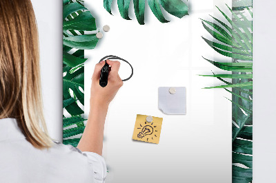Glass dry erase board magnetic Monstera frame