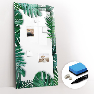 Glass dry erase board magnetic Monstera frame