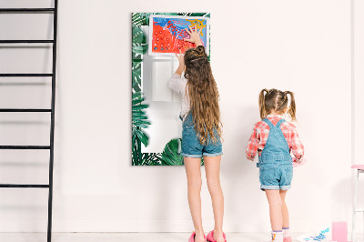 Glass dry erase board magnetic Monstera frame