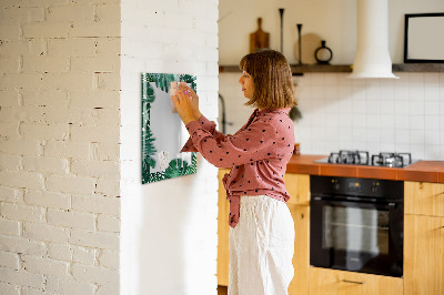 Glass dry erase board magnetic Monstera frame