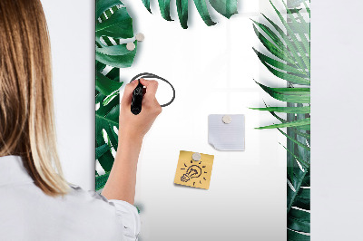 Glass dry erase board magnetic Monstera frame