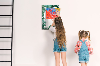 Glass dry erase board magnetic Monstera frame
