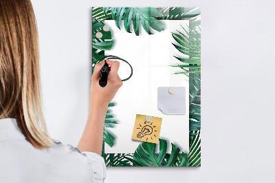 Glass dry erase board magnetic Monstera frame