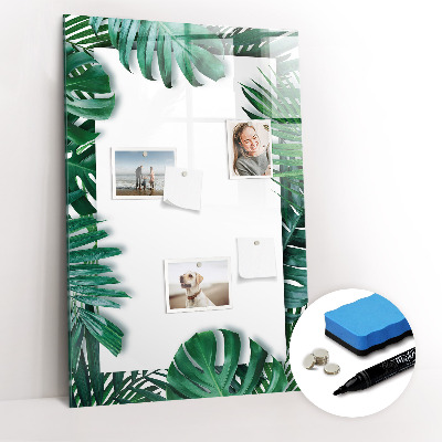 Glass dry erase board magnetic Monstera frame