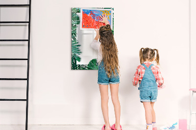 Glass dry erase board magnetic Monstera frame