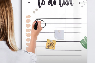 Glass dry erase board magnetic To-do list
