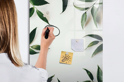 Glass dry erase board magnetic Green leaf frame