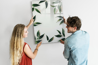 Glass dry erase board magnetic Green leaf frame