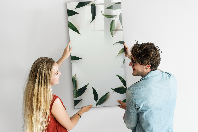 Glass dry erase board magnetic Green leaf frame