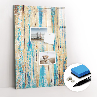 Glass dry erase board magnetic Aged wood