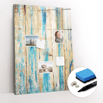 Glass dry erase board magnetic Aged wood